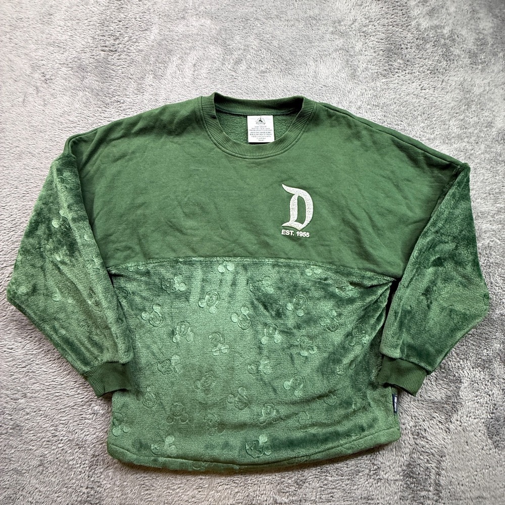 Mickey Mouse Sweatshirt Spirit Jersey Adult S Walt Disney World Green Fleece